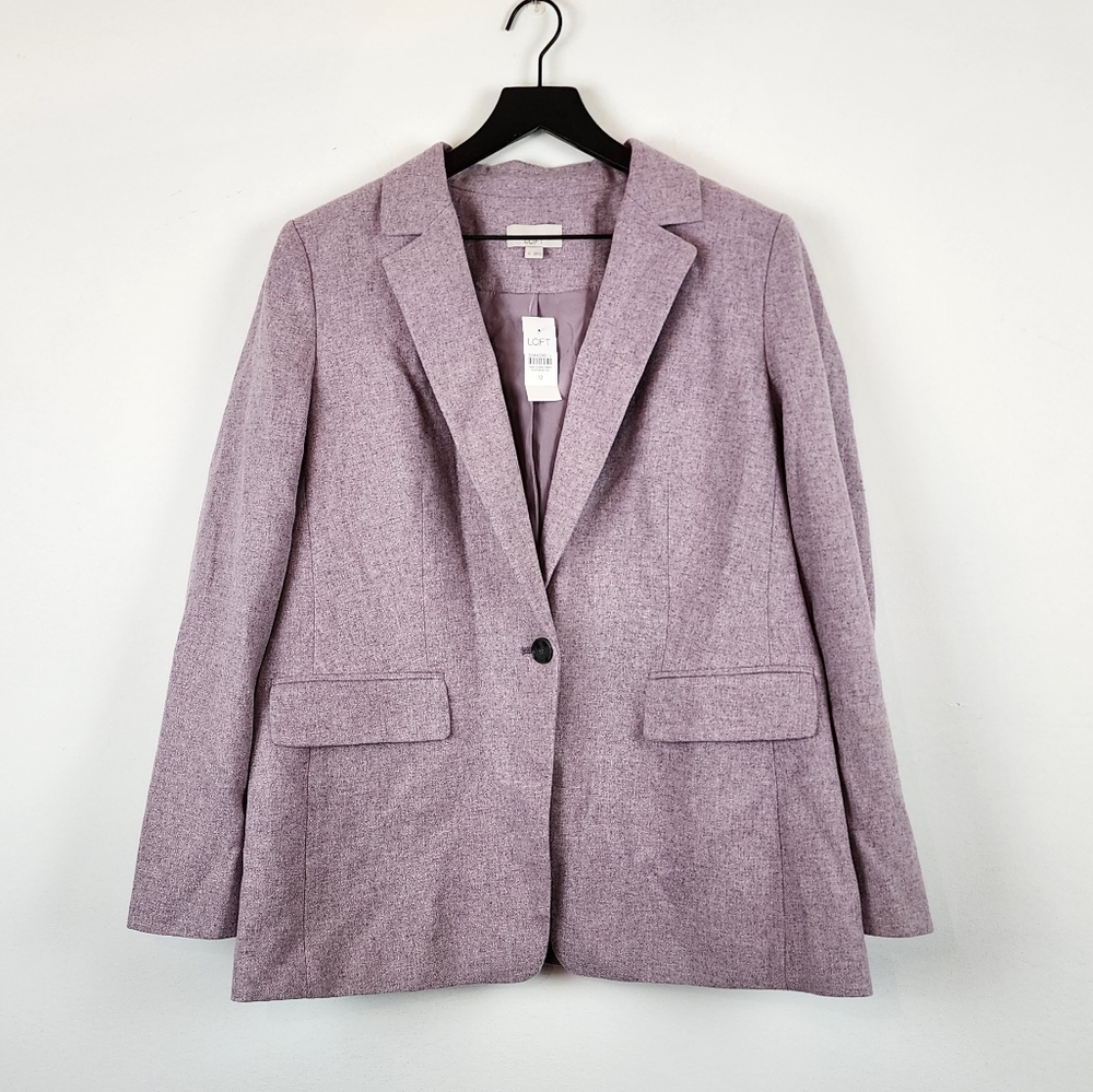 Loft Nwt Wool Blend Dusty Purple Lavender Speckled Blazer Size 12